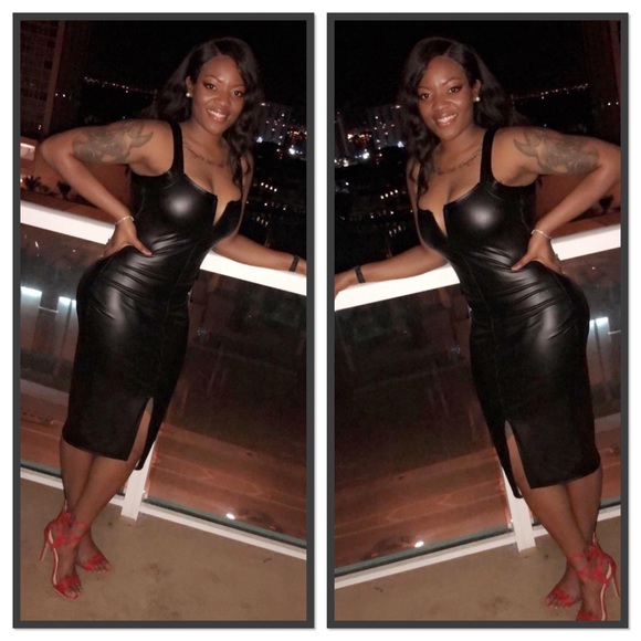 Sexy Faux Leather Dress - Picture 5 of 9